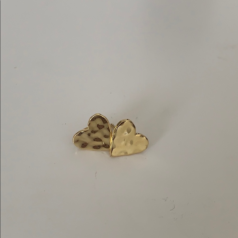 Gorjana gold plated foiled heart earrings.